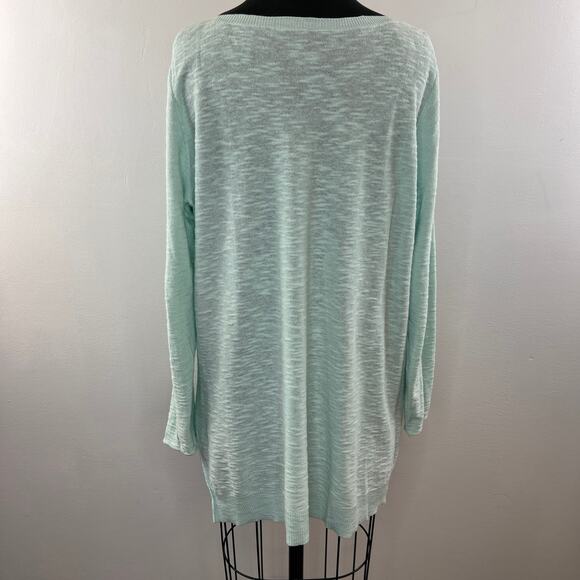 EILEEN FISHER Mint Green Linen Cotton Boat Neck Long Sleeve Pullover Sweater - Picture 5 of 7